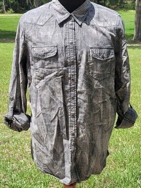 Vintage Victoria's Secret London Jean Grey Denim Acid Washed Button Up ❤️ Large